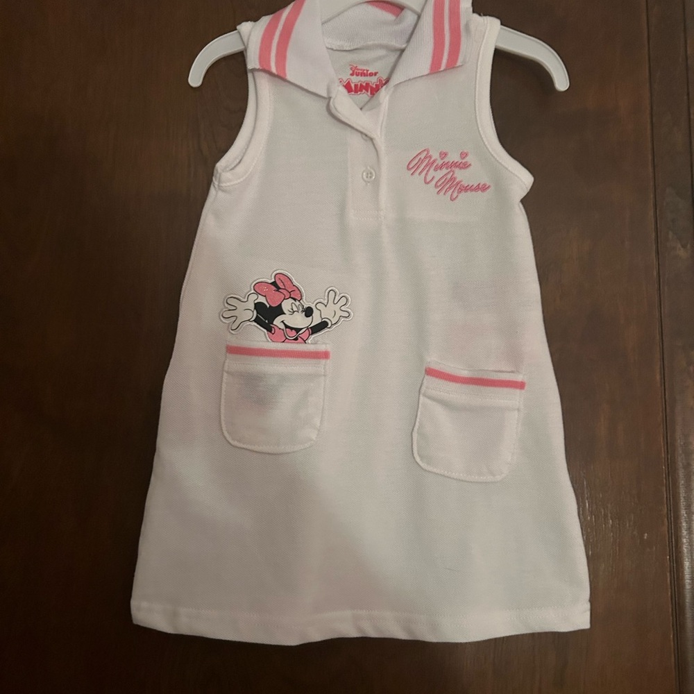Disney Minnie Mouse Pink and White Polo Dress